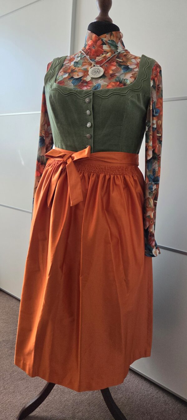 Friesach Leinenweberei Trachten Dirndl grün orange  3teilig  Gr. 44