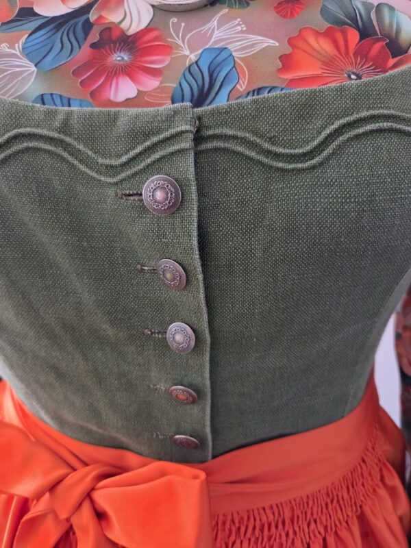Friesach Leinenweberei Trachten Dirndl grün orange  3teilig  Gr. 44 – Bild 3